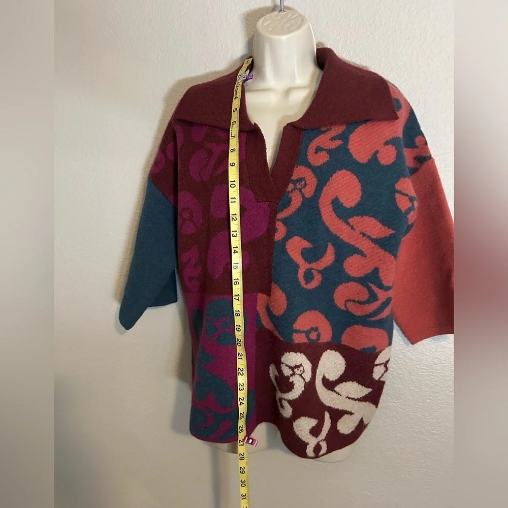 Entro Burgundy and Navy Knit Sweater